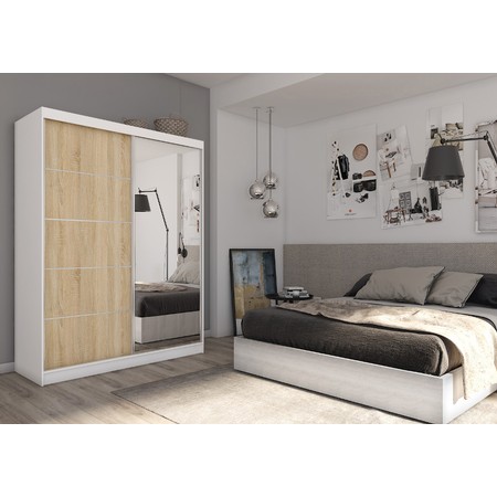 Kvalitní Šatní Skříň Makira 240 cm Bílá/dub sonoma Furniture