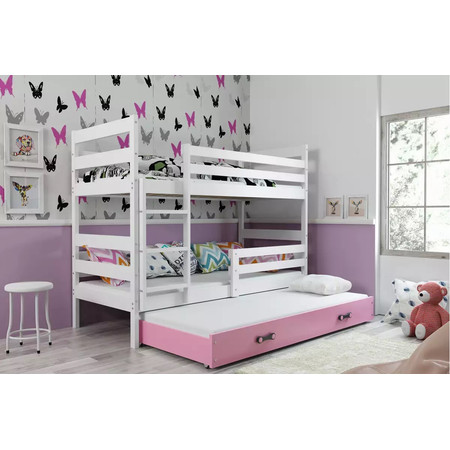 Gyerek emeletes ágy ERYK kihúzható ággyal 80x190 cm - fehér BMS