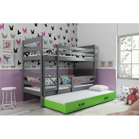 Gyerek emeletes ágy ERYK kihúzható ággyal 90x200 cm - grafit BMS